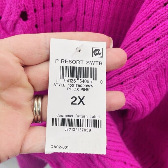 On 34th Womens Plus Size 2X Crewneck Spring Cotton-Blend Open Knit Sweater $59 - Picture 7 of 8